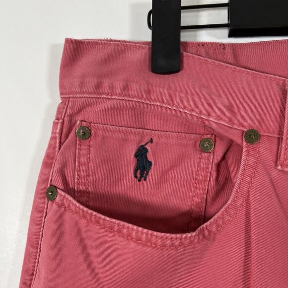 Vintage Polo Ralph Lauren Jeans Mens Size 32x32 Pink Navy Pony Straight Leg - Picture 4 of 16